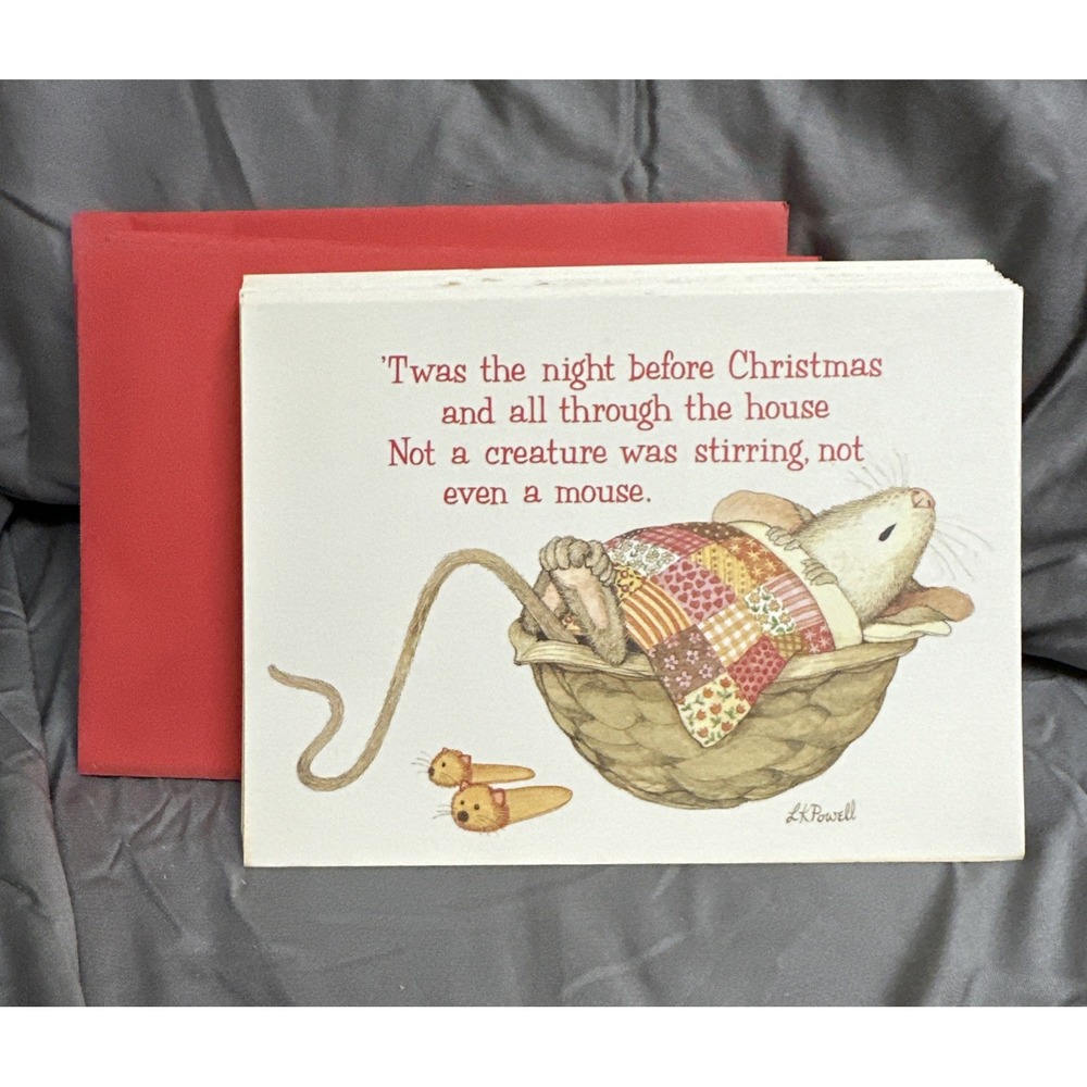 Vintage Current Christmas Card Set (16) L K Powell Mice Night Before Christmas